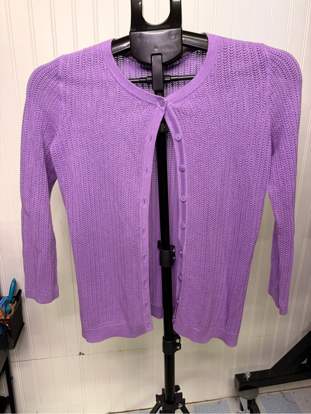 Talbots Lavender Knit Button-Front Cardigan